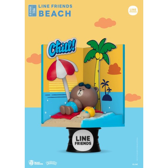 Line Friends D-Stage PVC Diorama Beach (σε κλειστό κουτί) Version 16 cm
