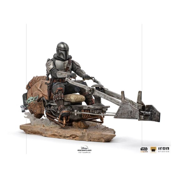 Iron Studios: Star Wars The Mandalorian Deluxe Art Scale Statue 1/10 Mandalorian on Speederbike 18 cm