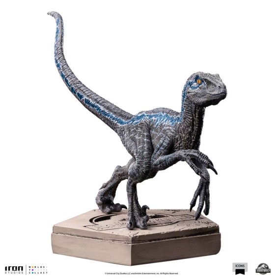Iron Studios: Jurassic World Icons Statue Velociraptor Blue 9 cm