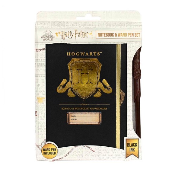 Harry Potter: Σετ Σημειωματάριο με Στυλό Μαγικό Ραβδί - Hogwarts Shield