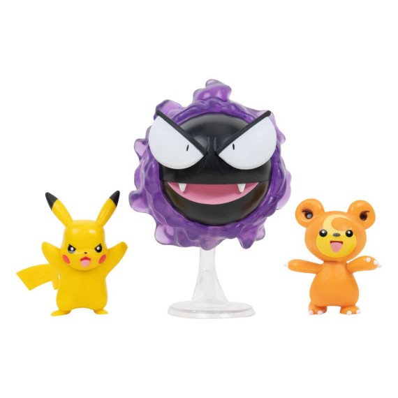 Pokémon Battle Figure 3er-Pack Teddiursa, Pikachu #9, Ghastly 5 cm