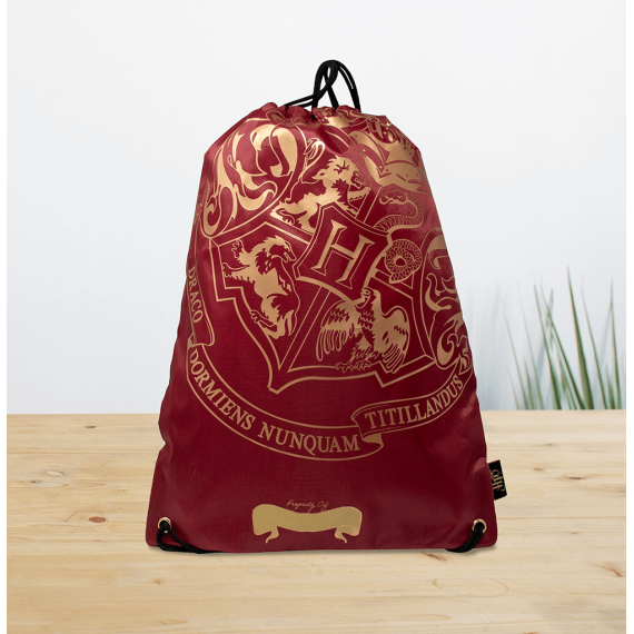 Harry Potter: Τσάντα Πλάτης με κορδόνια Black - Crest & Customise