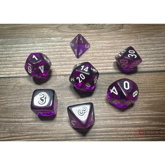 Chessex Translucent Polyhedral 7-Die Set - Purple/White