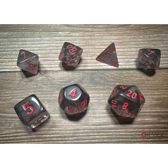 Chessex Translucent Polyhedral 7-Die Set - Smoke/Red