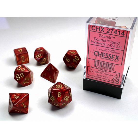 Chessex Scarab 7-Die Set - Scarlet w/Gold