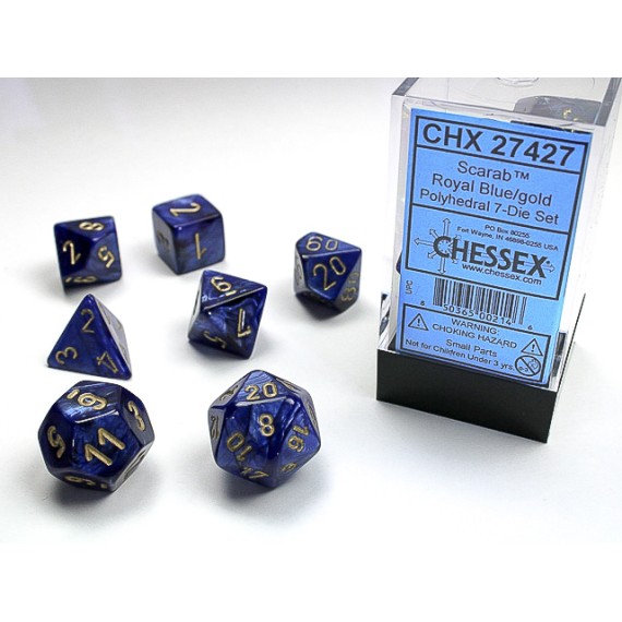 Chessex Scarab 7-Die Set - Royal Blue w/Gold