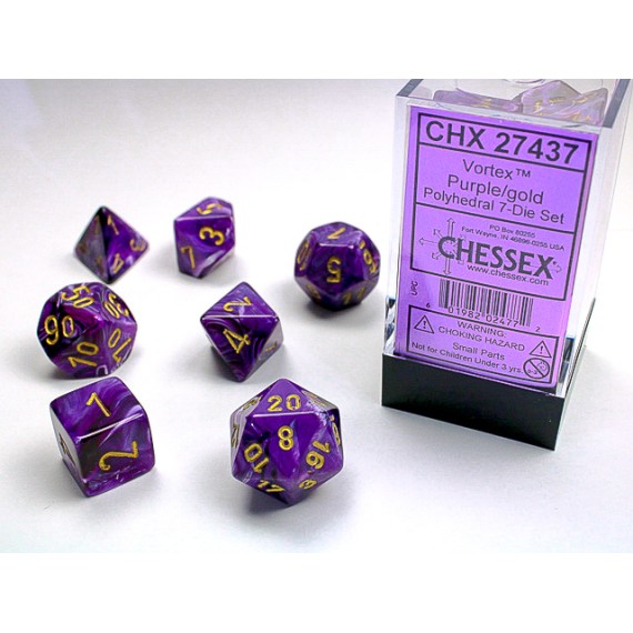 Chessex Vortex 7-Die Set - Light Purple w/ Gold