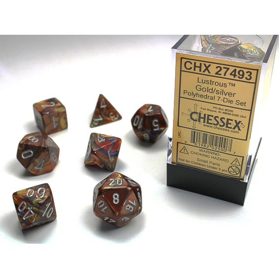 Chessex Lustrous 7-Die Set - Gold w/Silver
