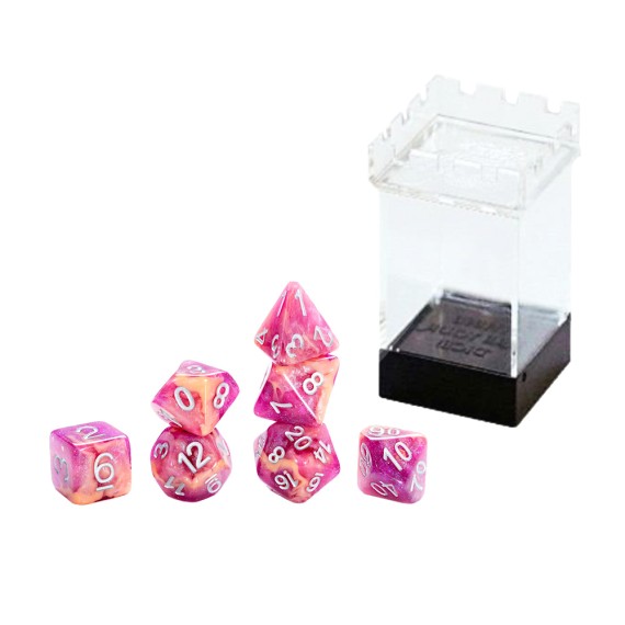 Aether Dice Rasberry and Cream (7 Dice Set)