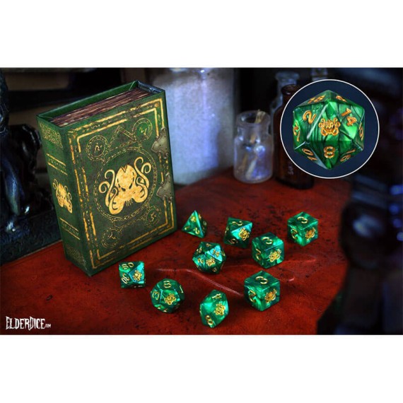 Brand of Cthulhu Dice - Drowned Green Polyhedral Set