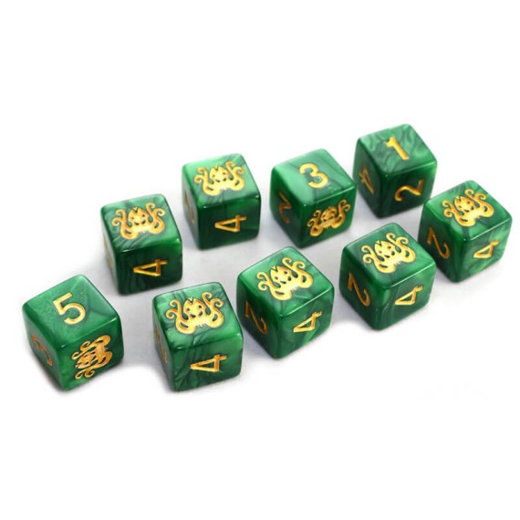 Brand of Cthulhu Dice Drowned Green d6 set