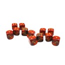 Chessex 16mm d6 with pips Dice Blocks (12 Dice) - Scarab Scarlet w/gold