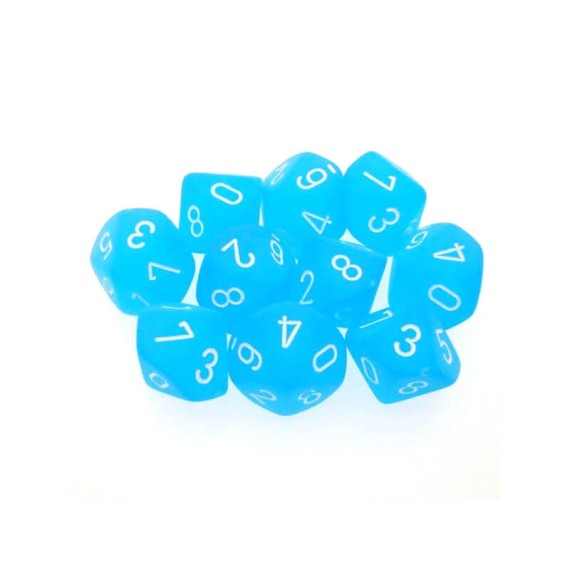 Chessex Ten D10 Sets - Frosted Caribbean Blue w/white