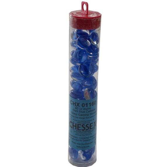 Gaming Glass Stones in Tube - Catseye Dark Blue (40)