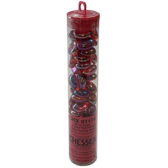 Gaming Glass Stones in Tube - Iridized Crystal Red (40)