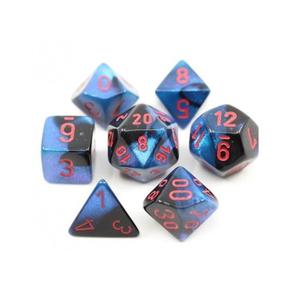 Gemini Mini-Polyhedral Black-Starlight/red 7-Die set