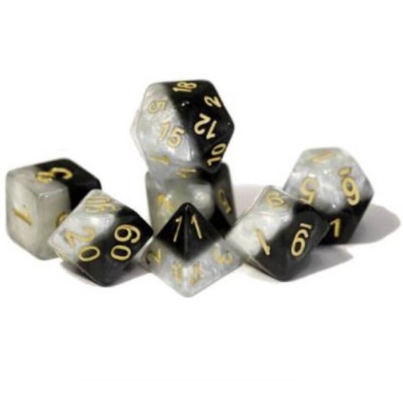 Halfsies Dice Yin Yang - Upgraded Dice Case (7 Polyhedral Dice Set)