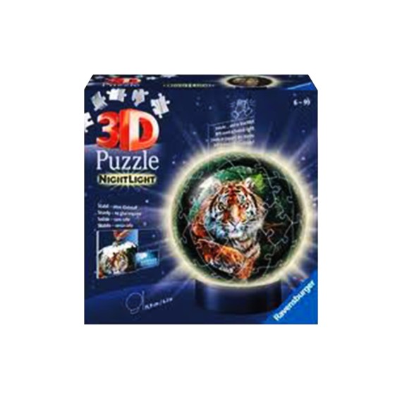 Τίγρη - 3D Παζλ Μπάλα - Λάμπα Νυκτός - 72pc
