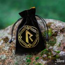 Runic Black & Golden Velour Dice Bag