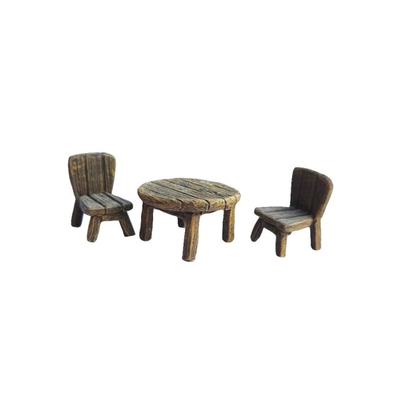 Round table with two chairs