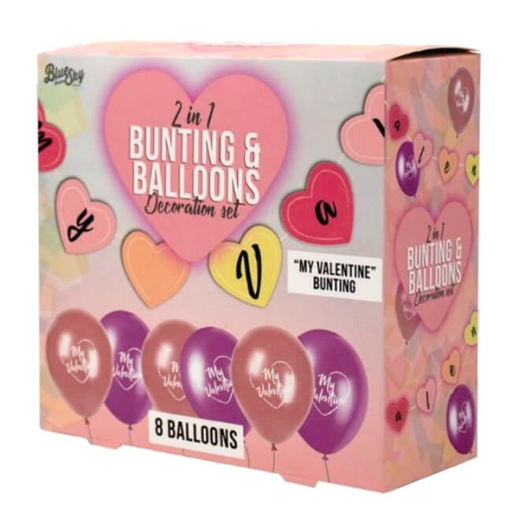 Bunting and Balloons - My Valentine