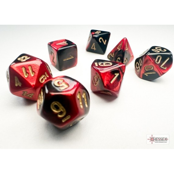 Chessex Gemini Mini-hedral Black-Red/gold 7-Die Set