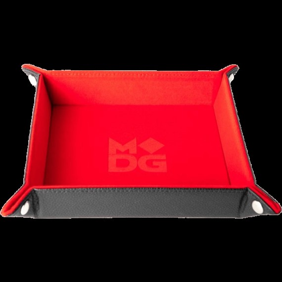 Velvet Folding Dice Tray (10x10): Red with Leather Backing