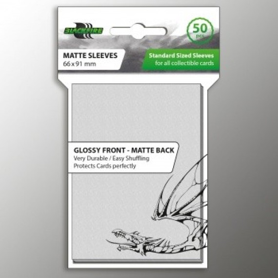 Blackfire Card Sleeves Standard 66x91 50pcs – Glossy Front, Matte Back, White
