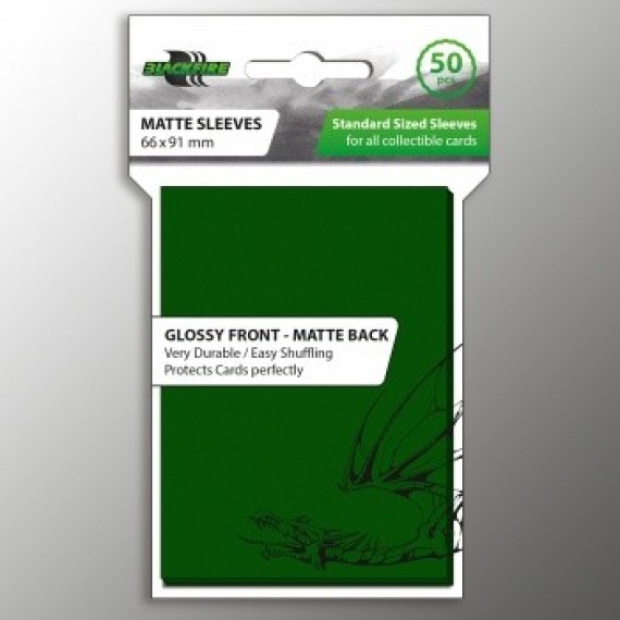 Blackfire Card Sleeves Standard 66x91 50pcs – Glossy Front, Matte Back, Green