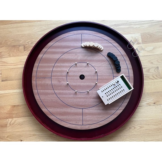 Mahogany Tournament Edition Crokinole Board with Deluxe Carrying Case