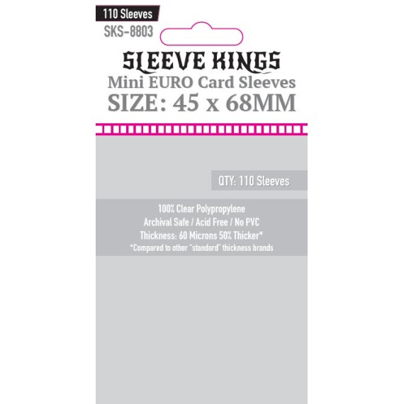 Sleeve Kings Mini Euro Card Sleeves (45x68mm) - 110 Pack - SKS-8803