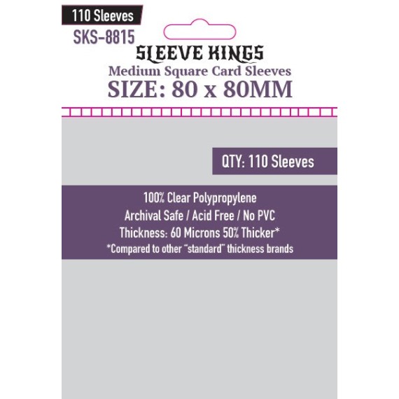 Sleeve Kings Medium Square Card Sleeves (80x80mm) - 110 Pack - SKS-8815