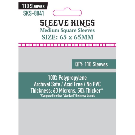 Sleeve Kings Medium Square Sleeves (65 X 65 MM) 110 Pack, 60 Microns SKS-8841