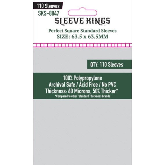 Sleeve Kings Perfect Square Standard Sleeves (63.5 X 63.5 MM) 110 Pack, 60 Microns SKS-8847
