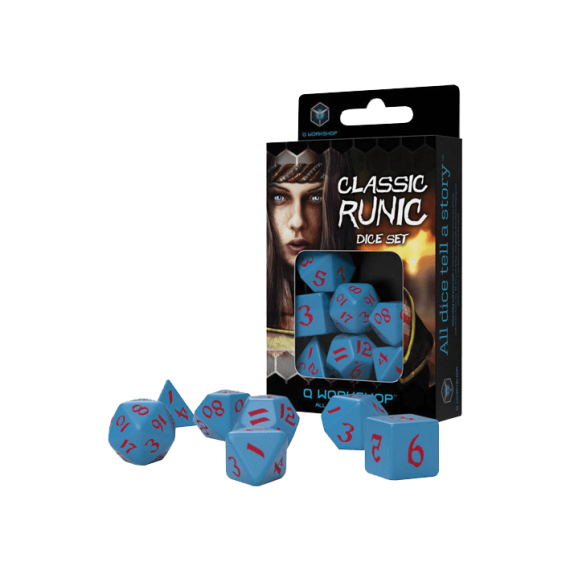 Classic Runic Blue & red Dice Set (7)