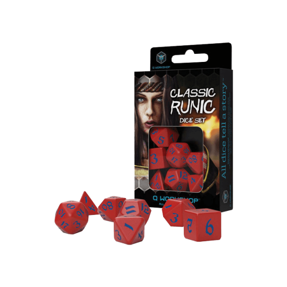 Classic Runic Red & blue Dice Set (7)