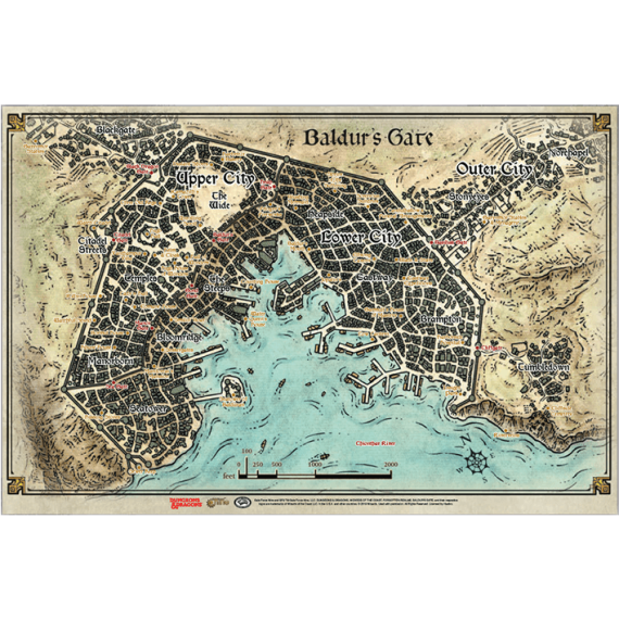 D&D Descent Into Avernus - Baldur's Gate Map (58 x 43cm)