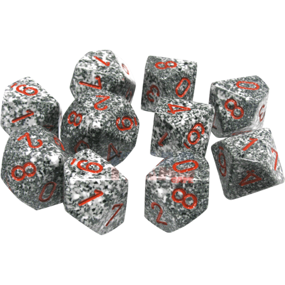 Speckled Dice Set D10 - Granite x10