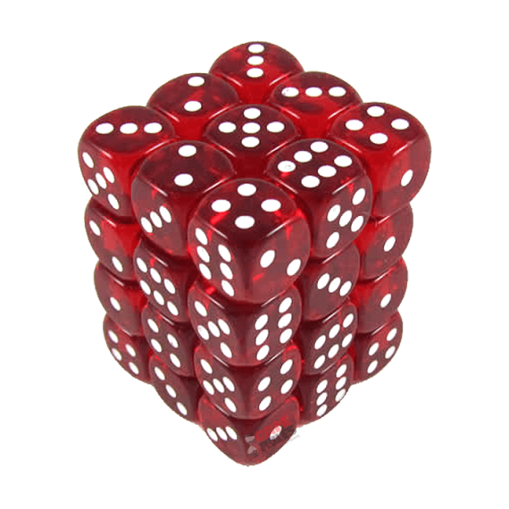 Translucent Dice D6 (12mm) - Red/White x36
