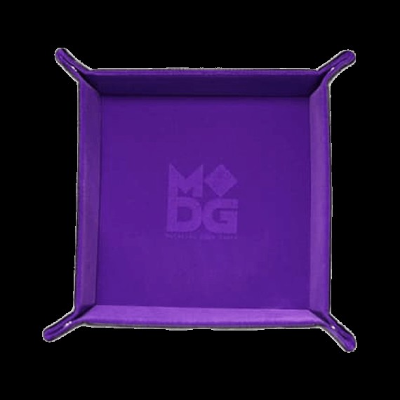 Velvet Folding Dice Tray (10x10): Purple with Leather Backing