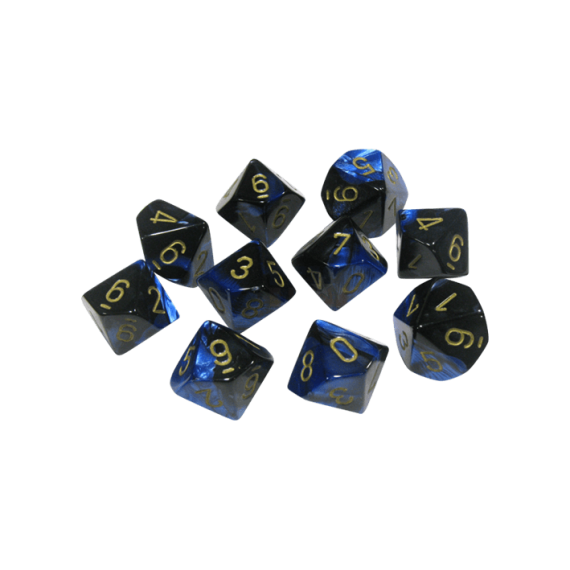 Gemini Polyhedral Black-Blue /gold x10