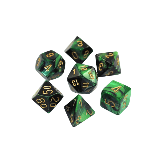 Gemini Polyhedral Black-Green /gold x7