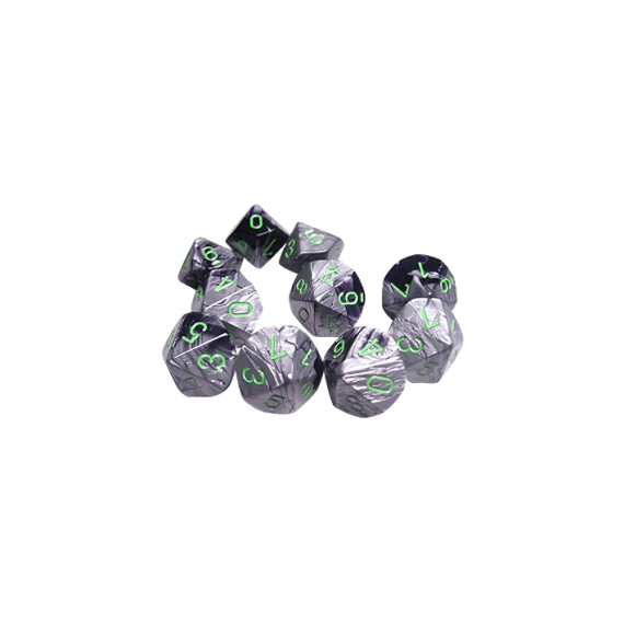 Gemini Polyhedral Black-Grey /green x10