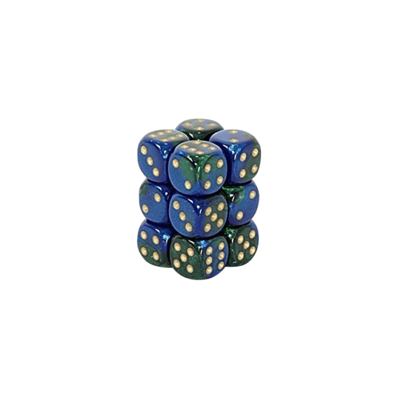 Gemini Polyhedral Blue-Green /gold x12