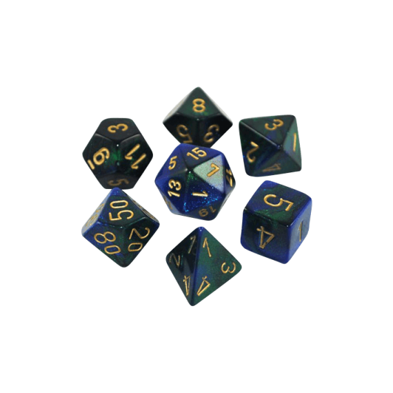 Gemini Polyhedral Blue-Green /gold x7