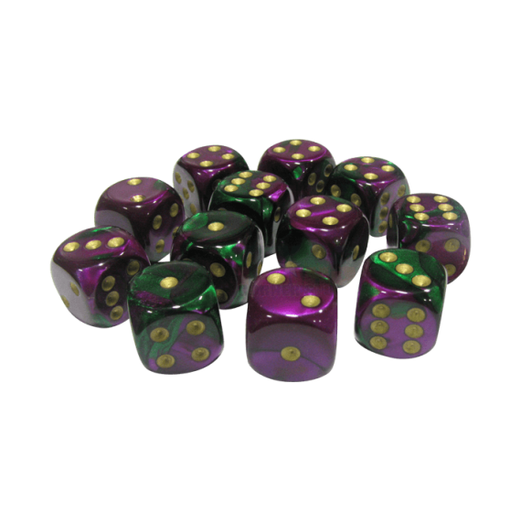 Gemini Polyhedral Green-Purple /gold x12