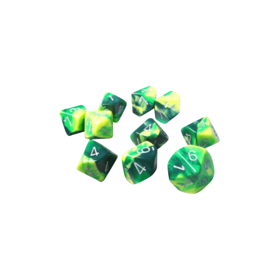Gemini Polyhedral Green-Yellow /silver x10