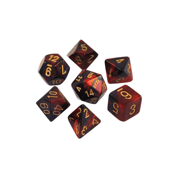 Gemini Polyhedral Purple-Red /gold x7