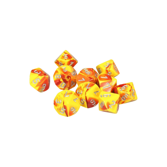 Gemini Polyhedral Red-Yellow /silver x10