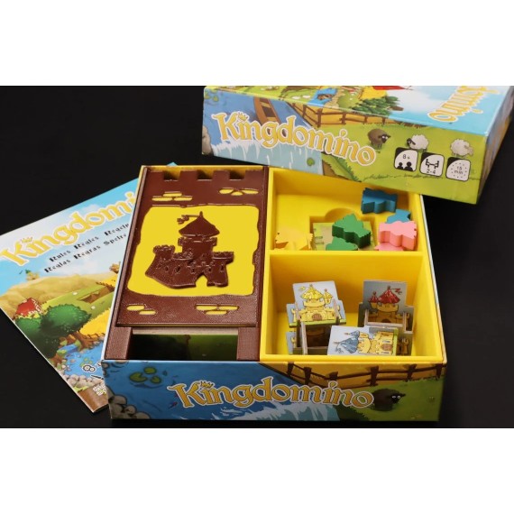Tile dispensing tower and insert suitable for ‘Kingdomino’
